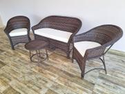 Conjunto Poltronas e Sofá Em Fibra Sintética Jardim Com Almofadas Coloridas Varanda Fibras Conjunto Poltronas e Sofá Em Fibra Sintética Jardim Com Almofadas Coloridas Varanda Fibras