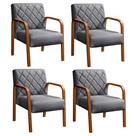 Conjunto Poltronas Lara Kit Decorativo 4 Cadeiras Braço Madeira Conjunto Poltronas Lara Kit Decorativo 4 Cadeiras Braço Madeira