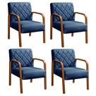 Conjunto Poltronas Lara Kit Decorativo 4 Cadeiras Braço Madeira