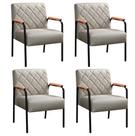 Conjunto Poltronas Ludmilla Kit 4 Cadeiras Braço Metal Sala Recepção Visita