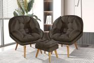 Conjunto Poltronas Sênior em Suede Premium com Puff e Pés De Madeira