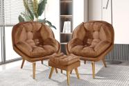 Conjunto Poltronas Sênior Luxuoso em Suede Premium com Puff