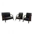 Conjunto Poltronas Vênus 1 Dois Lugares 2 Um Lugar Braços em Madeira 1 Namoradeira 2 de um Lugar D Salla Tecido Sintético