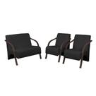 Conjunto Poltronas Vênus 1 Dois Lugares 2 Um Lugar Braços em Madeira 1 Namoradeira 2 de um Lugar D Salla Tecido Sintético