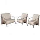 Conjunto Poltronas Vênus Braço Alumínio Suede Bege