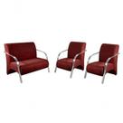 Conjunto Poltronas Vênus Braço Alumínio Suede Marrom
