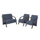 Conjunto Poltronas Vênus Braço Madeira Azul Bic