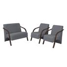 Conjunto Poltronas Vênus Braço Madeira D Salla Cinza