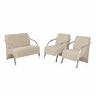 Conjunto Poltronas Vênus Braços Alumínio Suede Bege