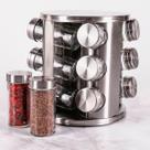 Conjunto Porta Condimento Vidro Giratório Tampa Inox Ideal Para Cozinha