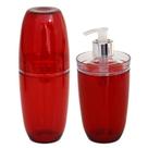 Conjunto Porta Escovas e Dispenser Banheiro Lavabo Valência Vermelho 2 pçs Acrílico Conjunto Porta Escovas e Dispenser Banheiro Lavabo Valência Vermelho 2 pçs Acrílico