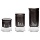 Conjunto Porta Mantimentos com 3 Potes Will em Inox e Vidro Preto - D0311 - DOLCE HOME