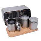 Conjunto Porta Pão Bambu com 3 Potes Inox - Mimo Style