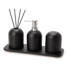 Conjunto Porta Sabonte, Porta Difusor com varetas e Bandeja de cimento preta - Mart Collection