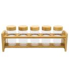 Conjunto Porta Temperos de Vidro 5pcs c/ Suporte de Bambu Wolff