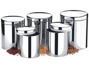 Conjunto Pote Mantimentos Grãos Com Tampa Aço Inox Brinox