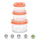 Conjunto Pote Redondo Baixo Pequeno 3pcs Transparente - Tampa Com Rosca - Erca