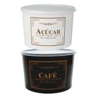 Conjunto potes cafe açucar porta mantimento multiuso 2l 2pç organização vintage
