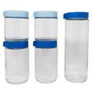Conjunto Potes De Vidro Empilhável 5 Peças Azul