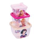 Conjunto Potes Plaústil Quadrado Princesas - 12 Embalagem com 3 Unidades