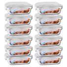 Conjunto Potes Vidro Tampa Hermetico 1040ml Marmitas Fitness 12 UN