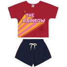 Conjunto ppa rainbow vermelho 3 manga curta, com decote careca E estampa localizada Conjunto ppa rainbow vermelho 3 manga curta, com decote careca E estampa localizada