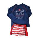 Conjunto Praia Camisa Manga Longa e Sunga Listras UV 50+ -