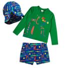 Conjunto Praia Infantil com Boné Turma do Jacaré Mergulhador Verde Tip Top