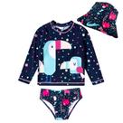 Conjunto Praia Infantil Proteção UV com Chapéu Zoo Colorido Marinho Tip Top