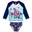 Conjunto Praia Infantil Proteção UV Peixes Marinho Tip Top