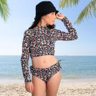 Conjunto Praia Juvenil Proteção UV FPS 50+ Estampado Cropped e Tanga Marujos e Sereias 159