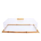 Conjunto Prancha de Vidro e Bambu Retangular com Tampa em Acrílico P Conjunto Prancha de Vidro e Bambu Retangular com Tampa em Acrílico P