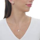 Conjunto Prata 925 Kit Coração Cravejado Rosa Feminino 45cm