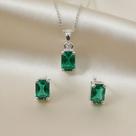 Conjunto prata pedras retangulares