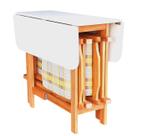 Conjunto Prático Mesa e 4 Cadeiras Dobrável Mel, Estofado Bar-Cozinha-Lazer-Varanda ( QUADRADO OVAL ) XADREZ AZUL