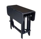 Conjunto Prático Mesa e 4 Cadeiras Dobrável Preto, Estofado Bar-Cozinha-Lazer-Varanda ( QUADRADO OVAL )