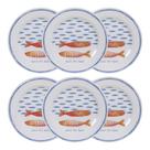 Conjunto Pratos Sobremesa Família Melamina Resistente Peixe