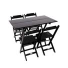 Conjunto Premium De Mesa Dobravel De Madeira 1,20x70 Com 4 Cadeiras Preto - Preto Conjunto Premium De Mesa Dobravel De Madeira 1,20x70 Com 4 Cadeiras Preto - Preto