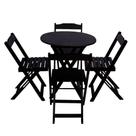 Conjunto Premium De Mesa Dobravel De Madeira 70cm Redondo Com 4 Cadeiras Preto - Preto Conjunto Premium De Mesa Dobravel De Madeira 70cm Redondo Com 4 Cadeiras Preto - Preto