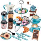Conjunto Pretend Tea Party para meninas, cafeteira de 38 uni Conjunto Pretend Tea Party para meninas, cafeteira de 38 uni
