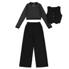 Conjunto Preto 3 Peças Teen Menina Juvenil Menina Anjo Kiki Xodó Trijunto Meia Estação 46045