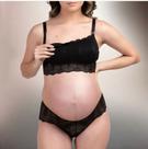Conjunto preto em renda com sutiã para amamentar