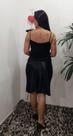 Conjunto preto social saia cetim regata aplicações flor 38/40