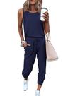 Conjunto PRETTYGARDEN Azul Marinho Regata e Calça Moletom XXL