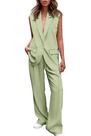 Conjunto PRETTYGARDEN Blazer Sem Mangas e Calça Palazzo Verde Claro M