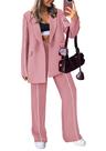Conjunto PRETTYGARDEN Rosa Blazer Oversized e Calça 2 Peças M