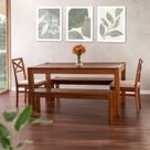 Conjunto Primavera Mesa de Jantar Madeira Maciça com 2 Cadeiras e 2 Bancos CabeCasa MadeiraOriginals