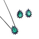Conjunto Princesa Gota Esmeralda Ródio Negro