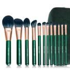 Conjunto profissional de pincéis de maquiagem de fibra natural e cabelo de cabra, conjunto combinado de pincéis de maquiagem para cabelo com estojo da Luxury ENZO KEN, conjunto de maquiagem Emerald Green Cosmetic Brushes, pincéis de maquiagem de cerdas naturais.