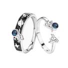 Conjunto Promise Rings Set Astronaut Design CZ Crystal para casal